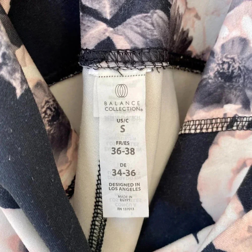 Balance Collection Floral Black High Waisted Leggings Size S - Picture 5 of 5